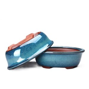 Bonsai Pot - Turquoise Oval