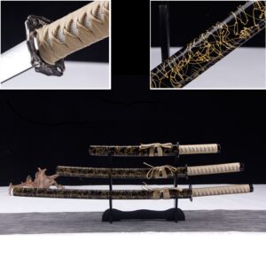 3 Swords Set - Black with Gold Line